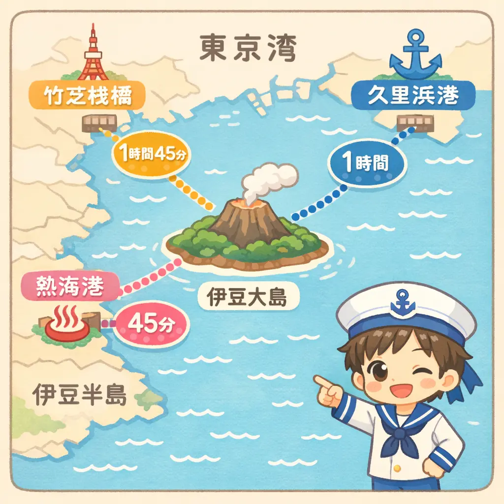 出発港別のアクセスと所要時間 - 伊豆大島 フェリー