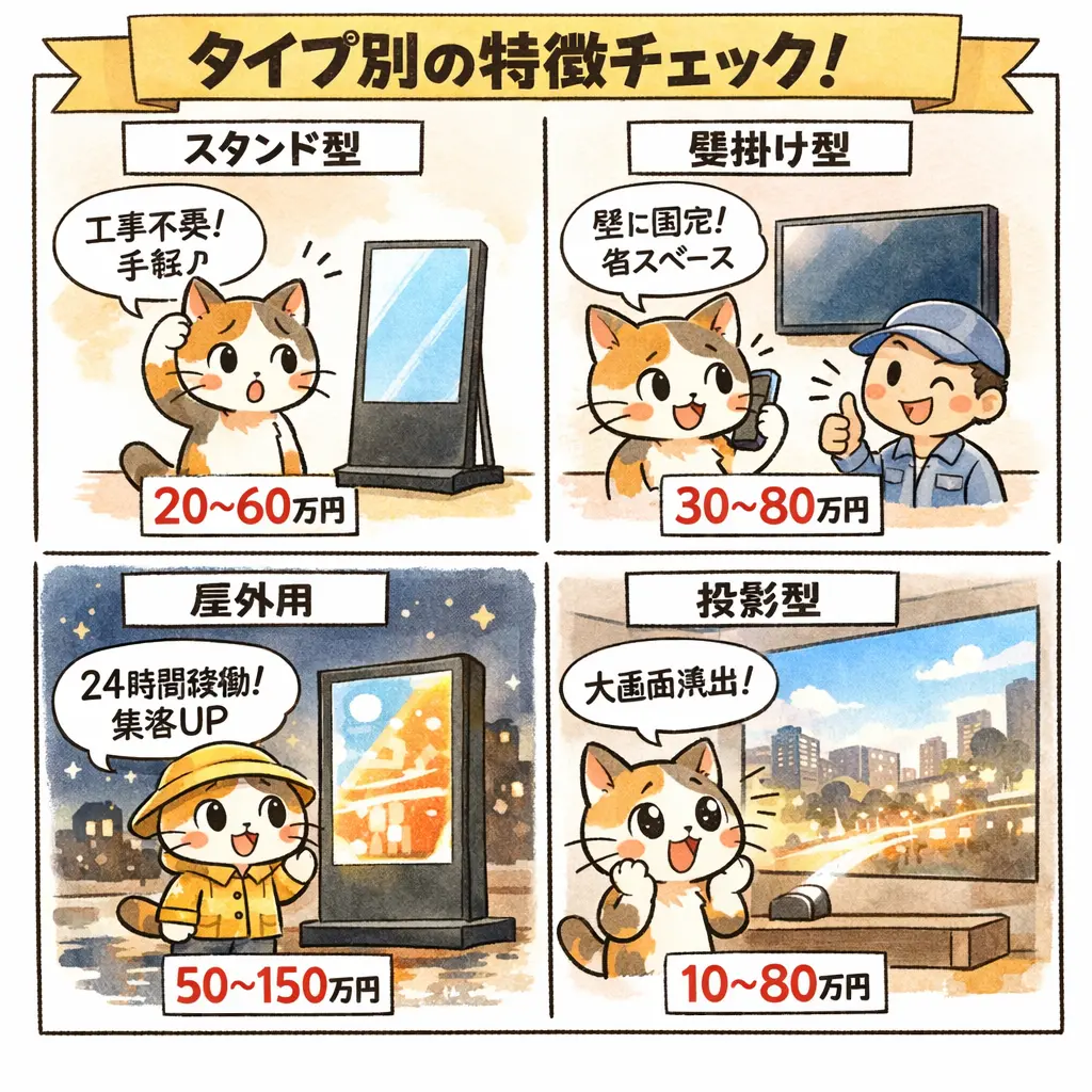 設置タイプ別のデジタルサイネージ価格 - デジタルサイネージ 価格