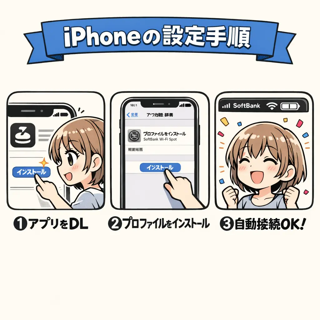 iPhoneでのソフトバンクWi-Fiスポット接続手順 - ソフトバンク Wi-Fi スポット・接続方法