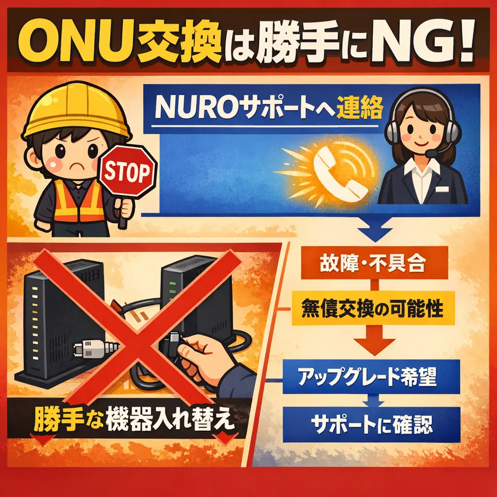 NURO光のONU交換が必要なケースと手続き方法 - nuro光 ルーター 設定・交換方法