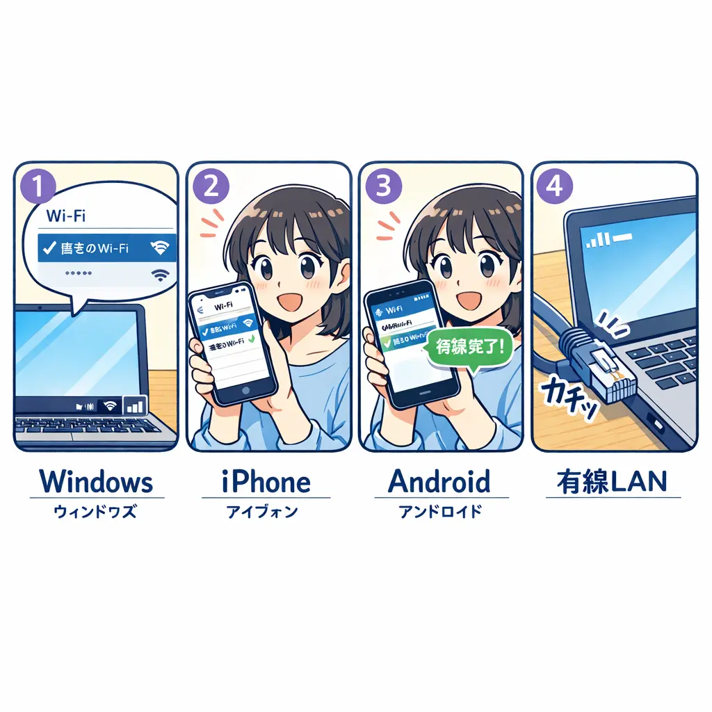 デバイス別Wi-Fi接続の手順 - nuro光 ルーター 設定・交換方法